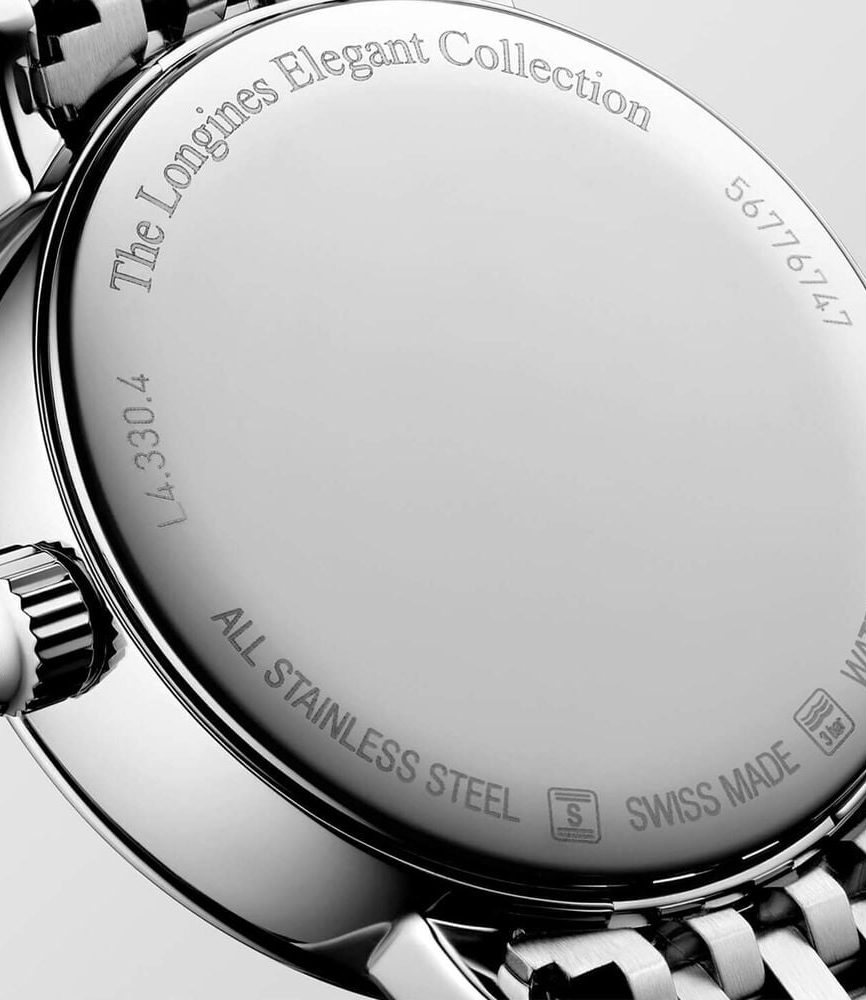 Longines Elegant 30mm MOP Dial Moonphase Diamond Dots Steel Bracelet Watch image number 4