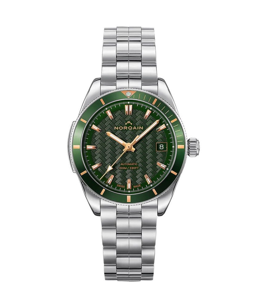 NORQAIN Adventure Sport Automatic 37mm Green Pattern Dial Stainless Steel Bracelet Watch image number 0