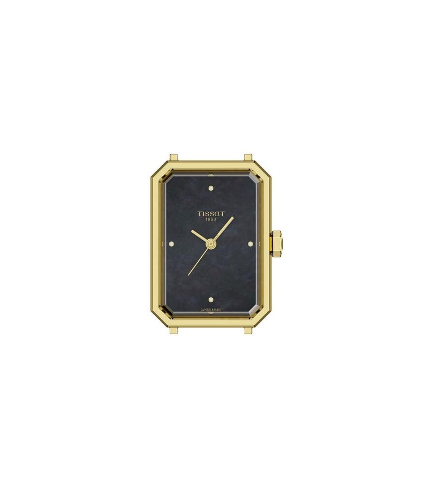 Tissot SRV 21.8mm Black Mother of Pearl Dial Diamond Dots Leather Strap Watch image number 2