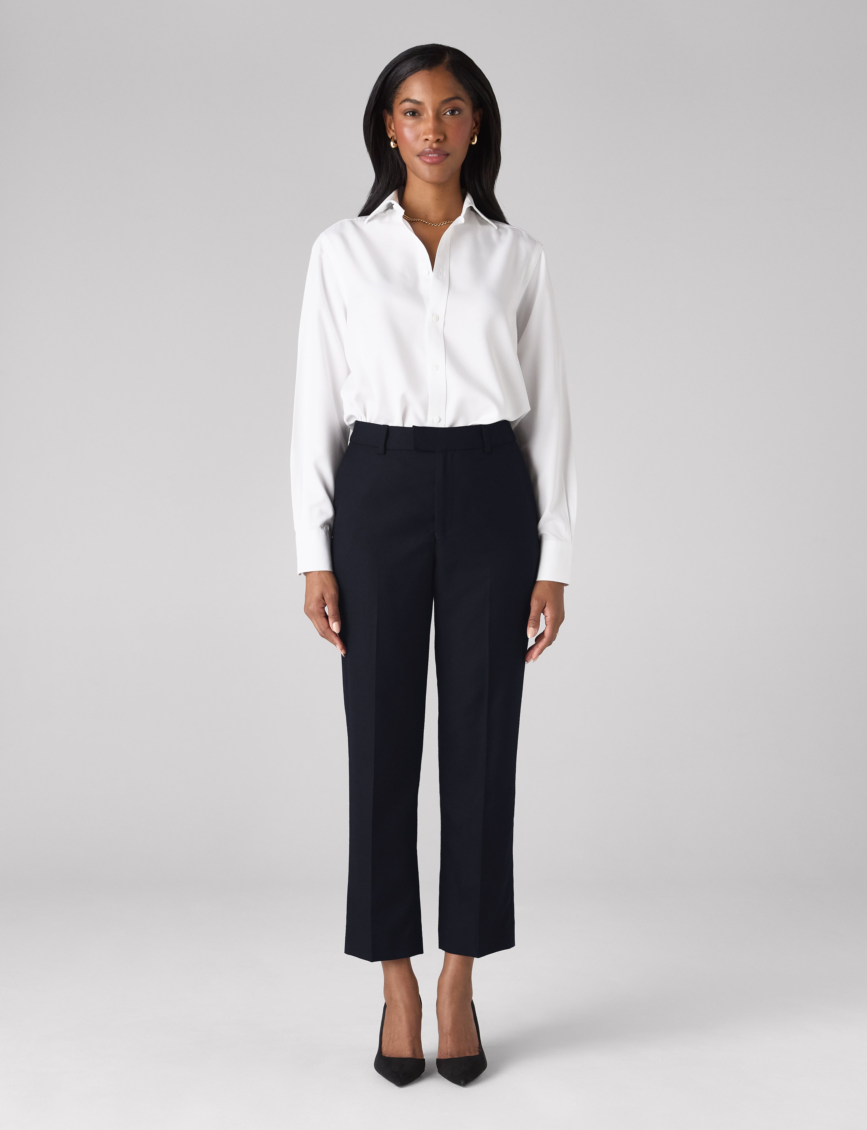 Regent Cigarette Trouser: Wool, Navy - Image 2