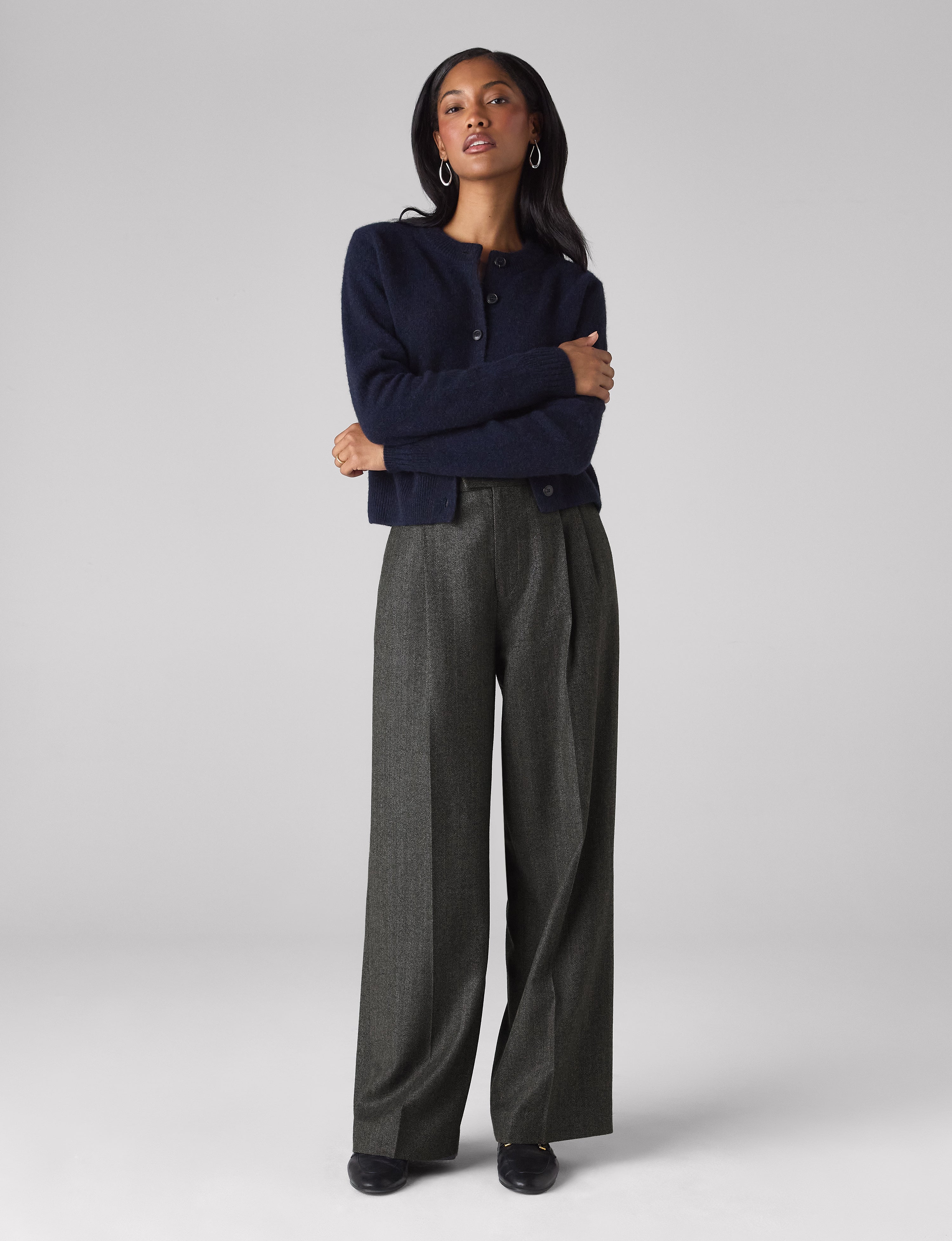 Rampling Trouser: Wool, Grey Herringbone - Image 4