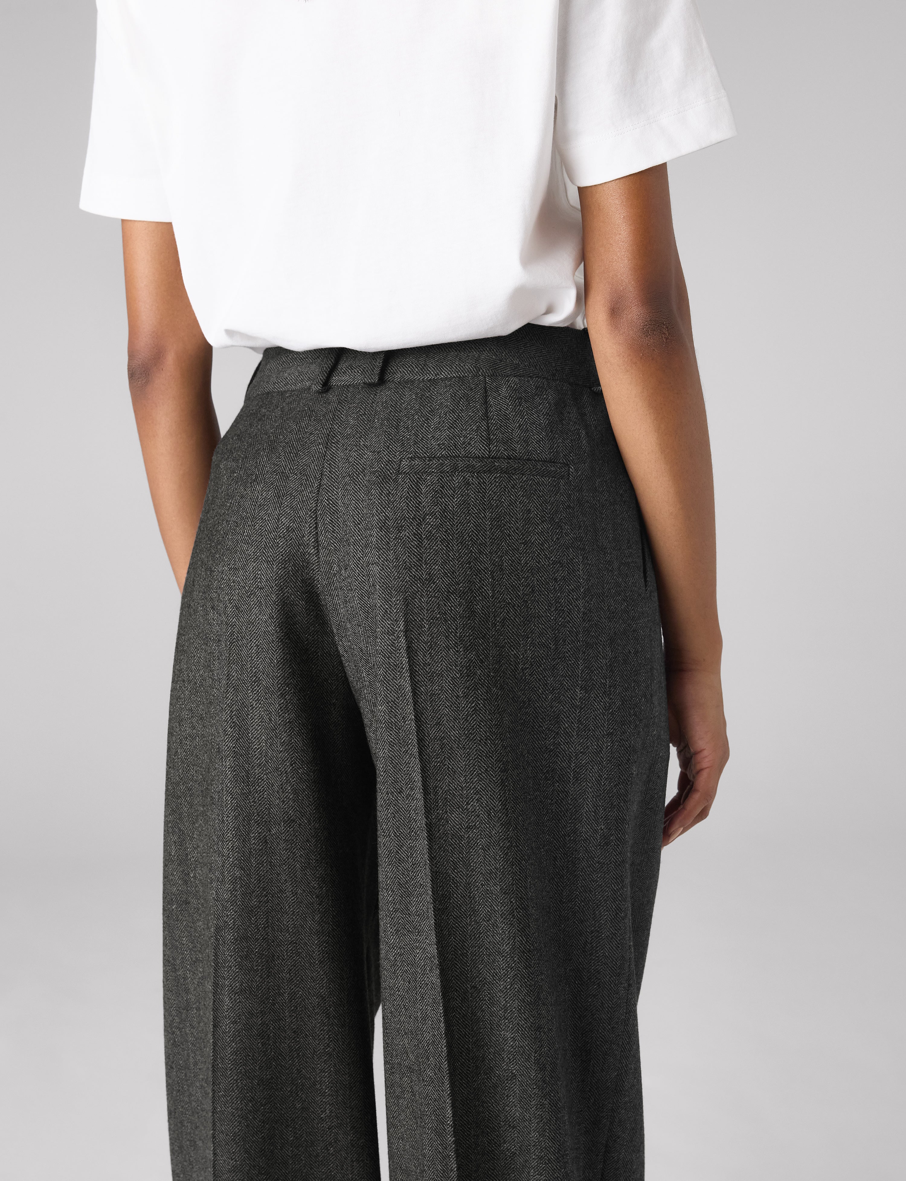 Rampling Trouser: Wool, Grey Herringbone - Image 6