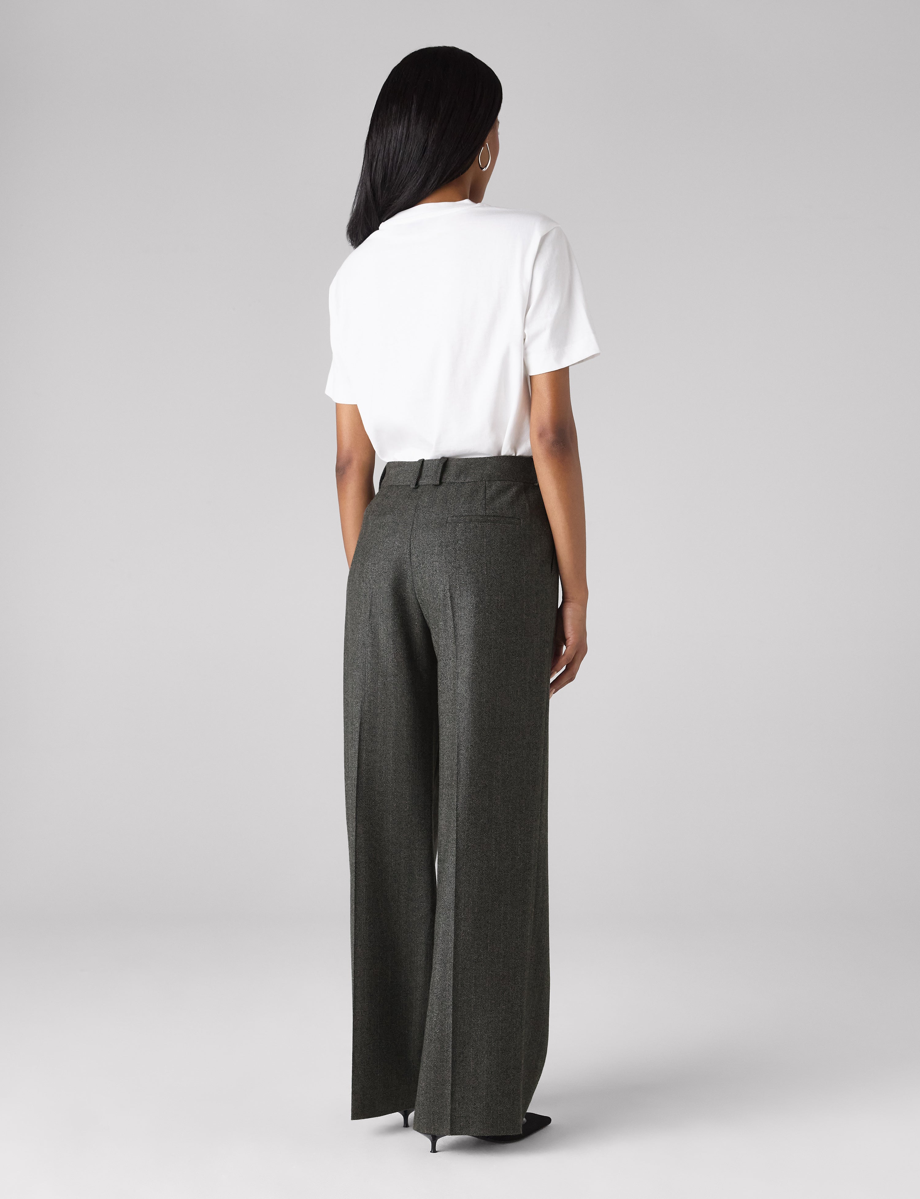Rampling Trouser: Wool, Grey Herringbone - Image 8