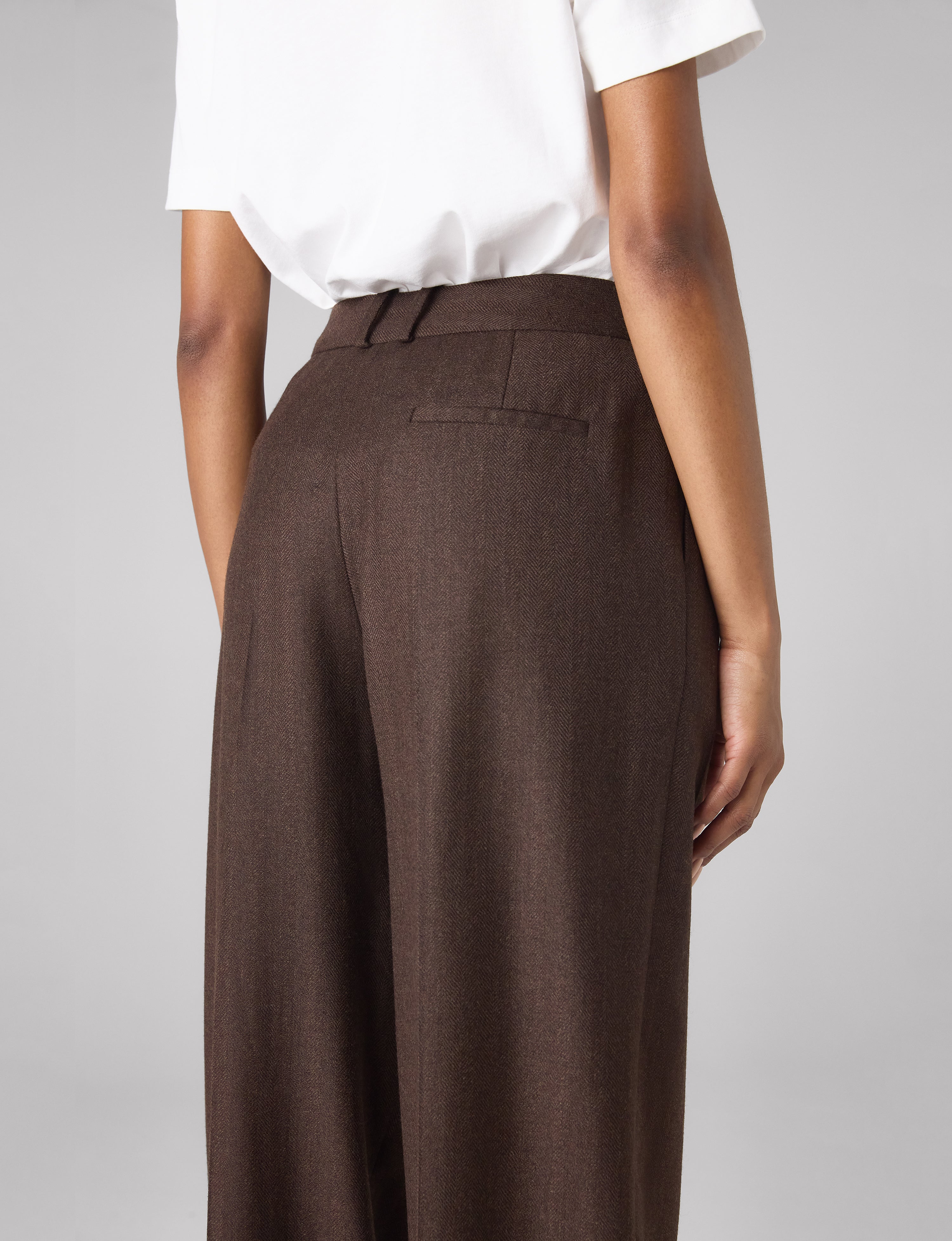 Rampling Trouser: Wool, Dark Brown Herringbone - Image 5