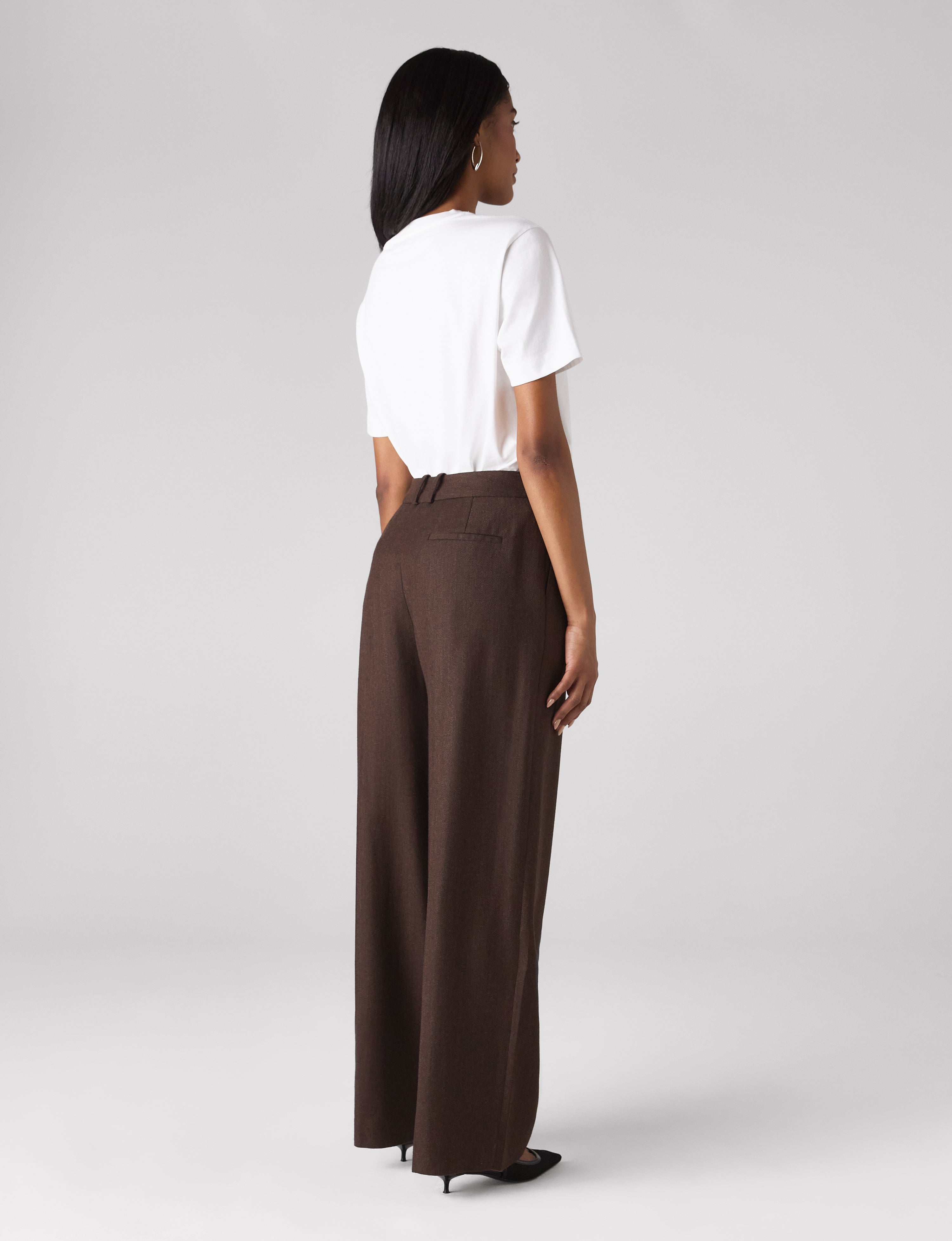 Rampling Trouser: Wool, Dark Brown Herringbone - Image 7