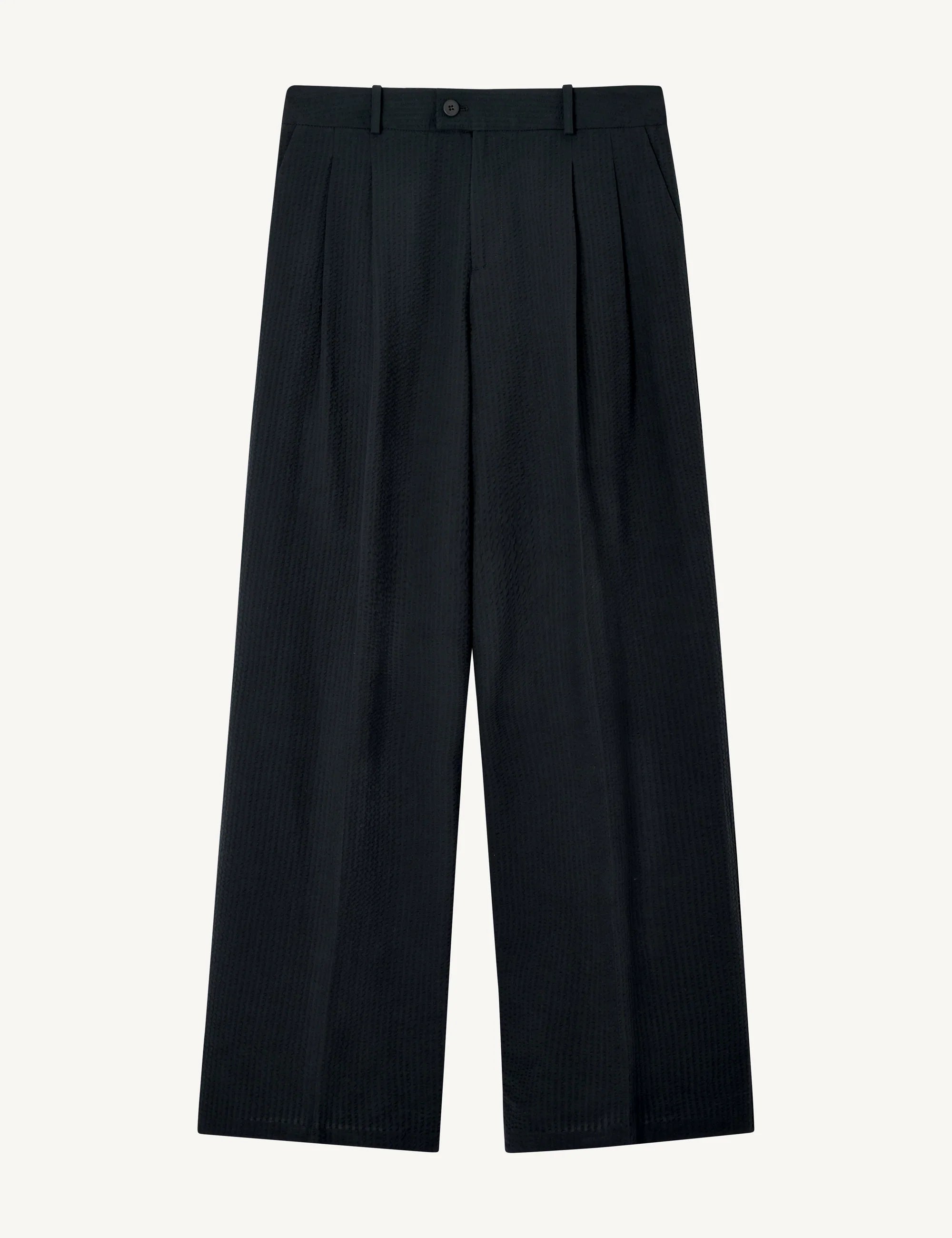 Rampling Trouser: Seersucker, Navy Blue - Image 3