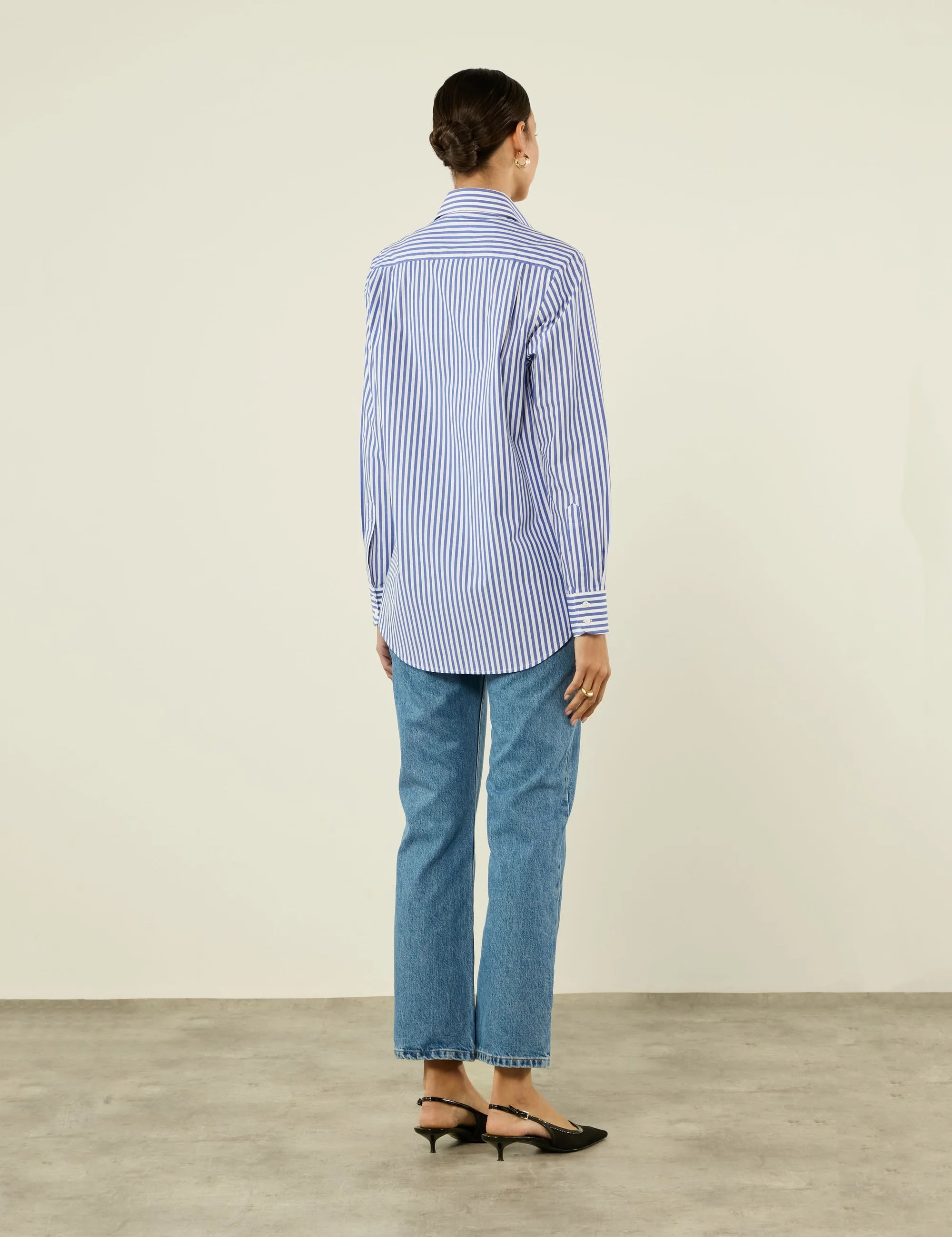 The Boyfriend: Fine Poplin, Royal Blue Stripe - Image 6