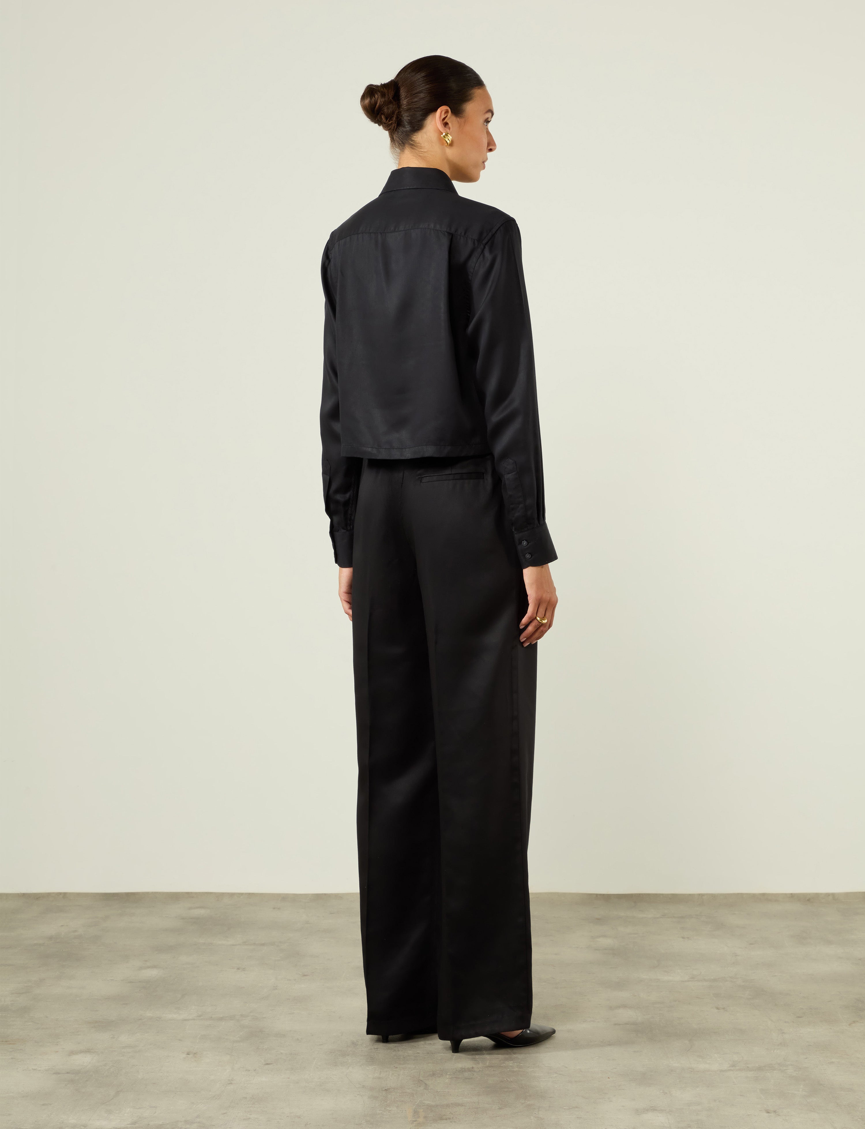 Rampling Trouser: TENCEL™ Lyocell Satin, Black - Image 5