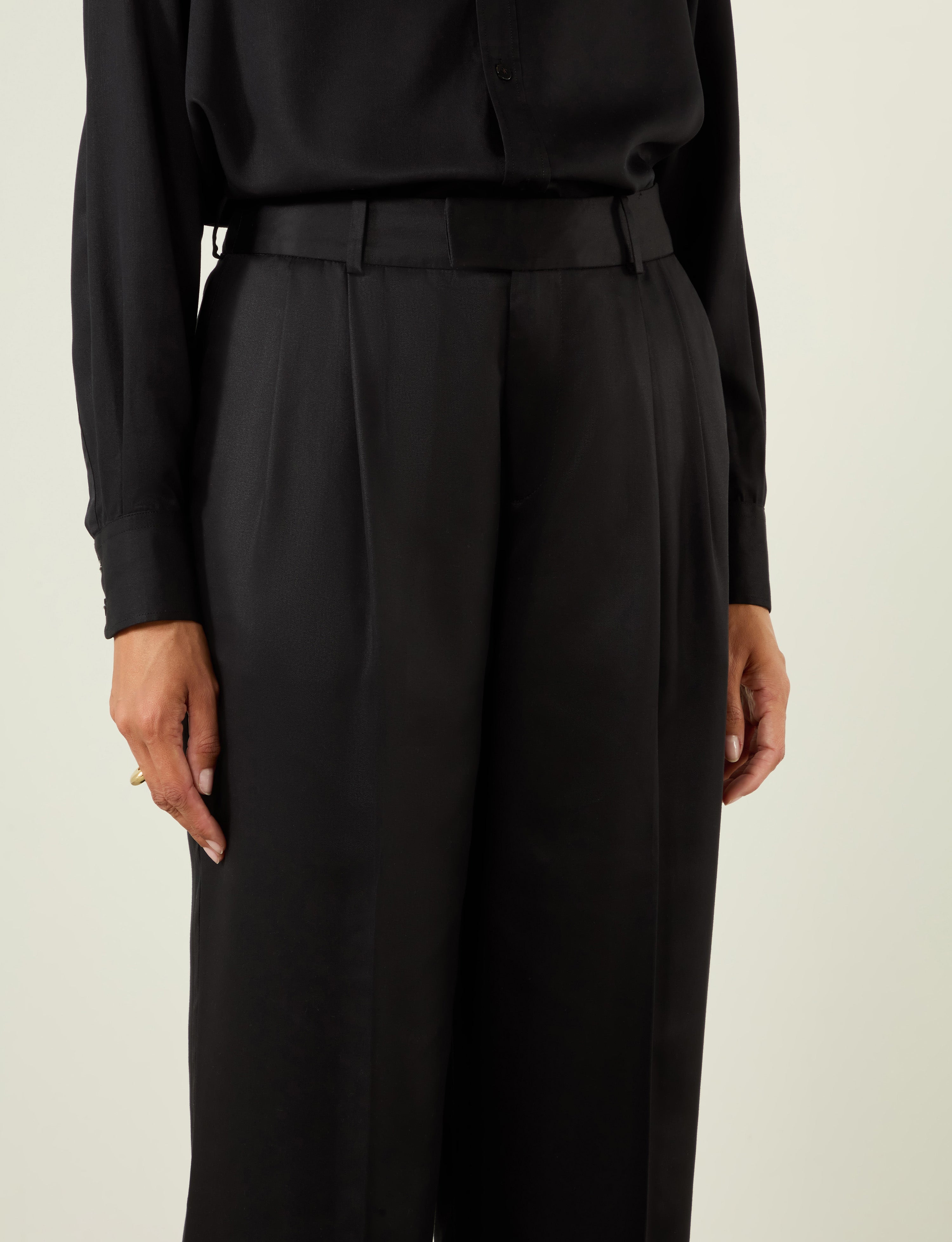 Rampling Trouser: TENCEL™ Lyocell Satin, Black - Image 6