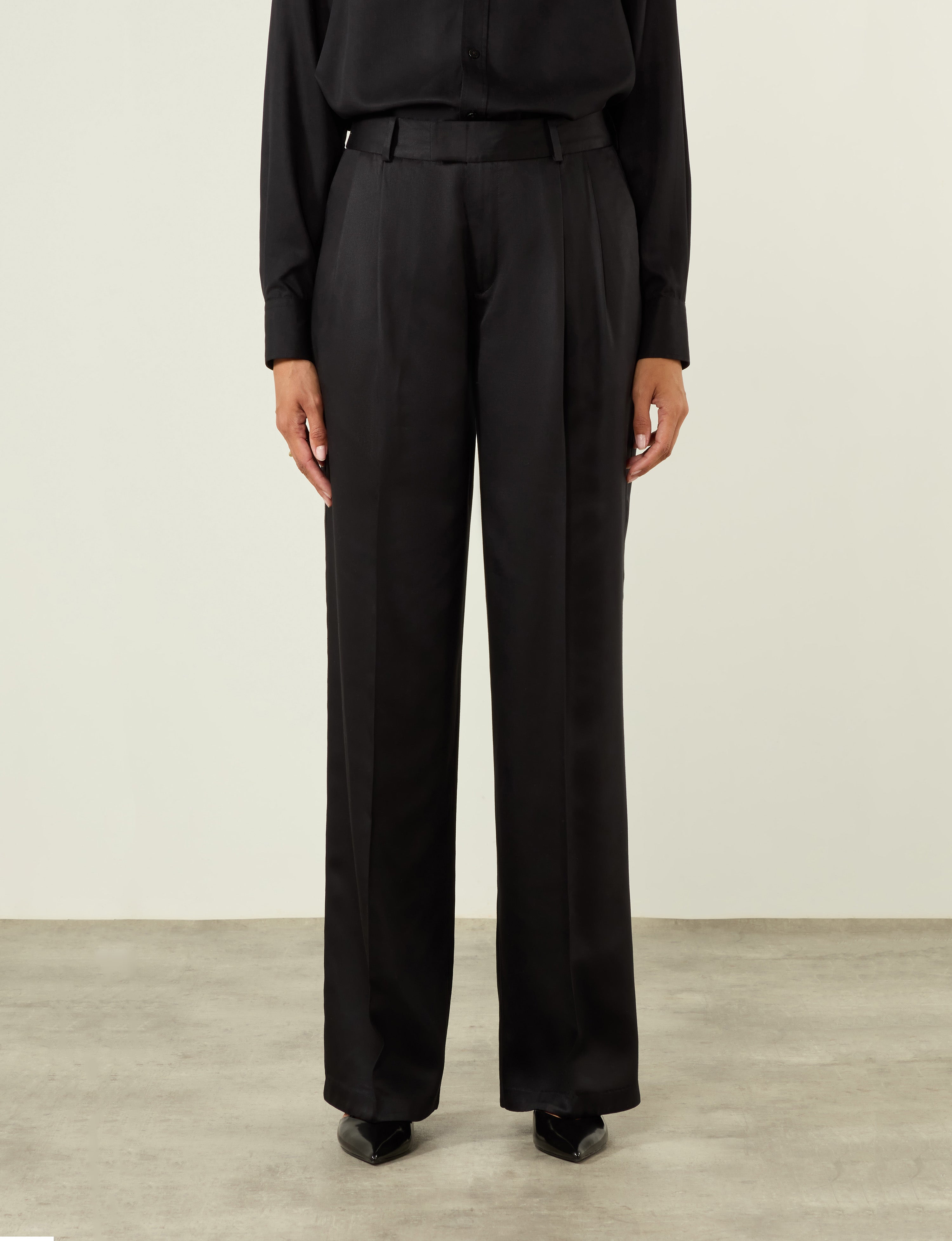 Rampling Trouser: TENCEL™ Lyocell Satin, Black - Image 7